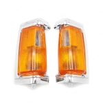 Pair Chrome Corner Indicator Lamp Light 